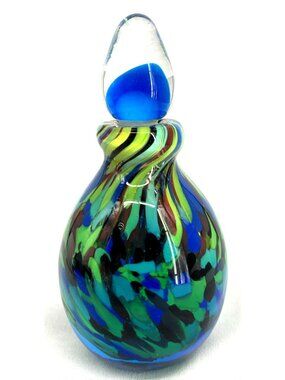 Murano Perfume Bottle and Stopper Handblown Multicolor 5.5" Tall Vtg